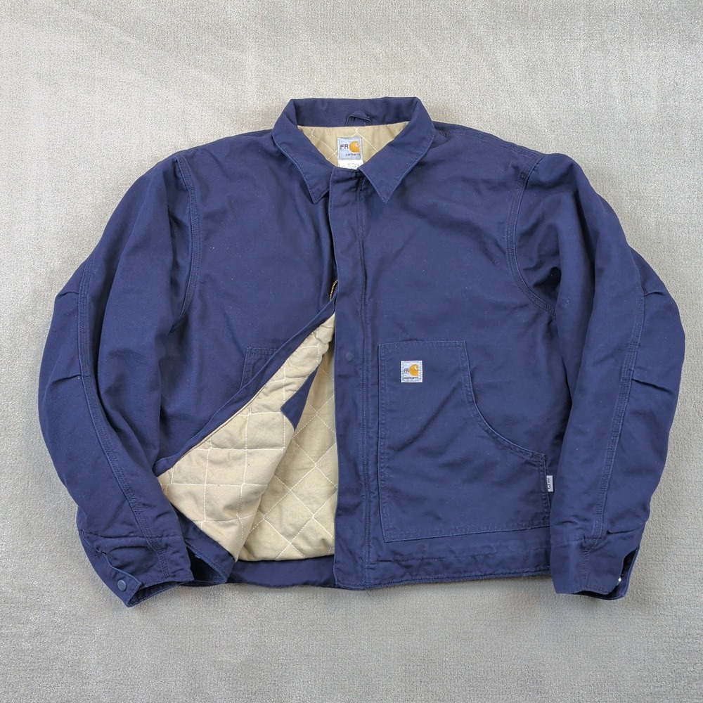 Carhartt FR Flame Resistant Duck Jacket Mens 2XL Dark Navy Quilted Lined FRJ164